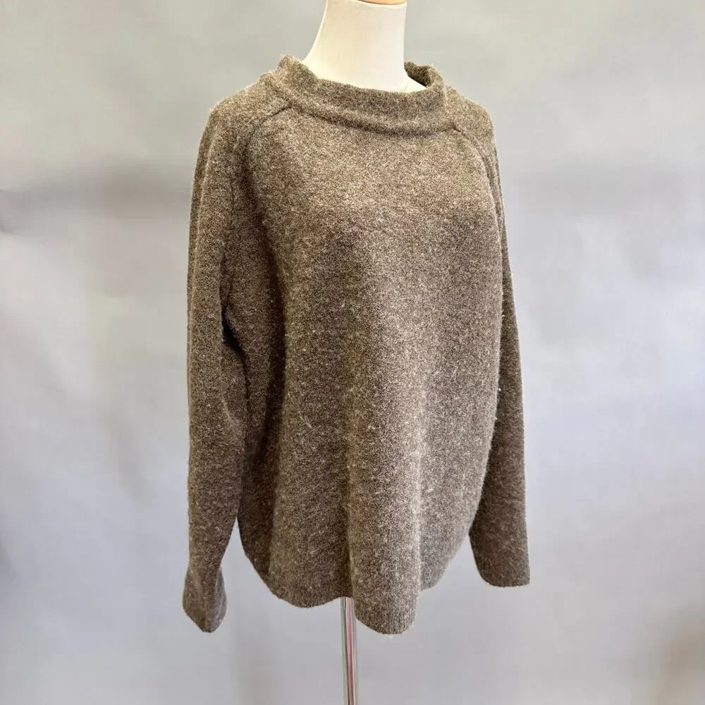 Free People Bubble boucle sweater in brown Size Large boxy‎ wool blend